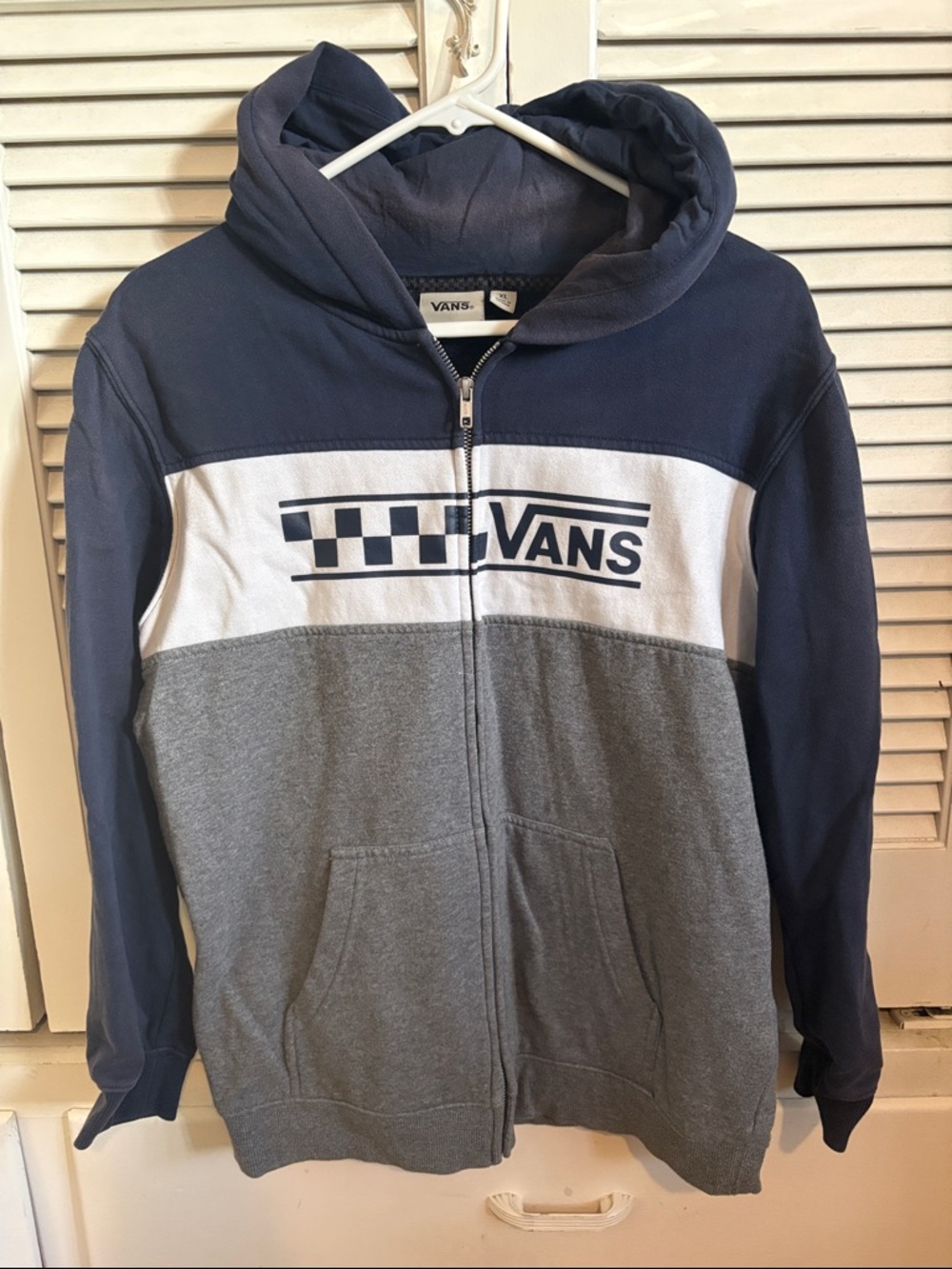 Vans Navy Zip Hoodie with Metal Zipper